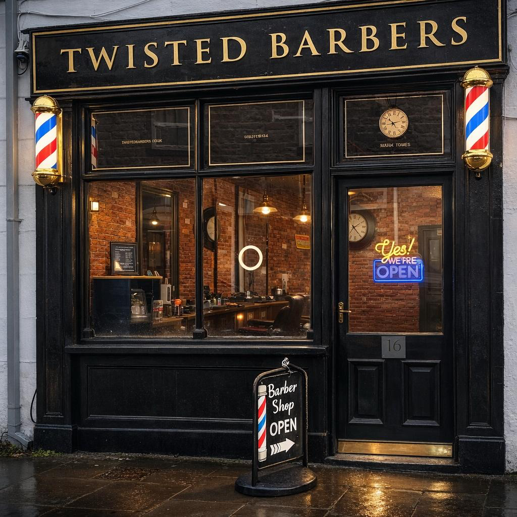 Twisted Barbers exterior on St John's Street